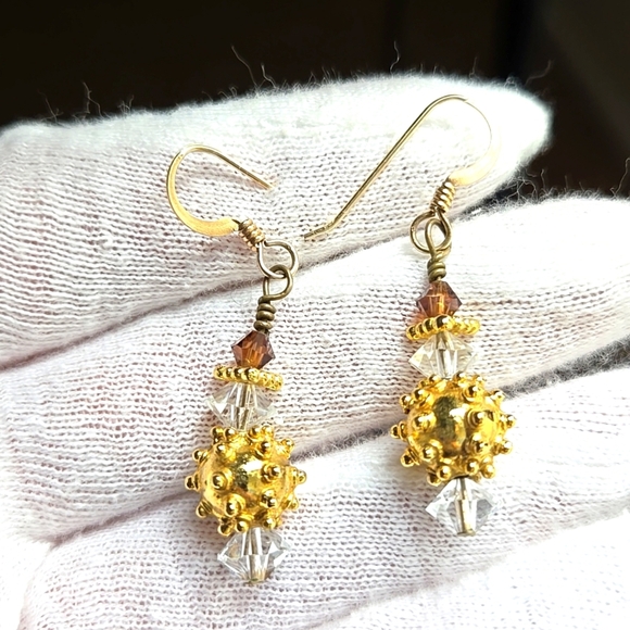 Gold and Silver Drop Earrings - Picture 8 of 15